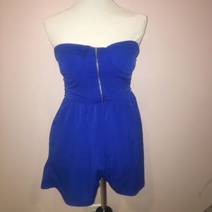 Blue Strapless Romper